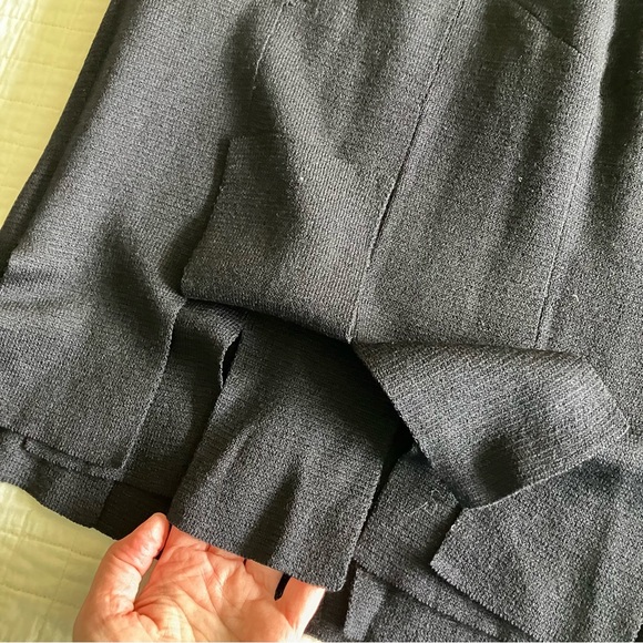 EUC St John midnight blue“Santana” knit w/chevron pattern & slit “car wash” hem - Picture 5 of 11